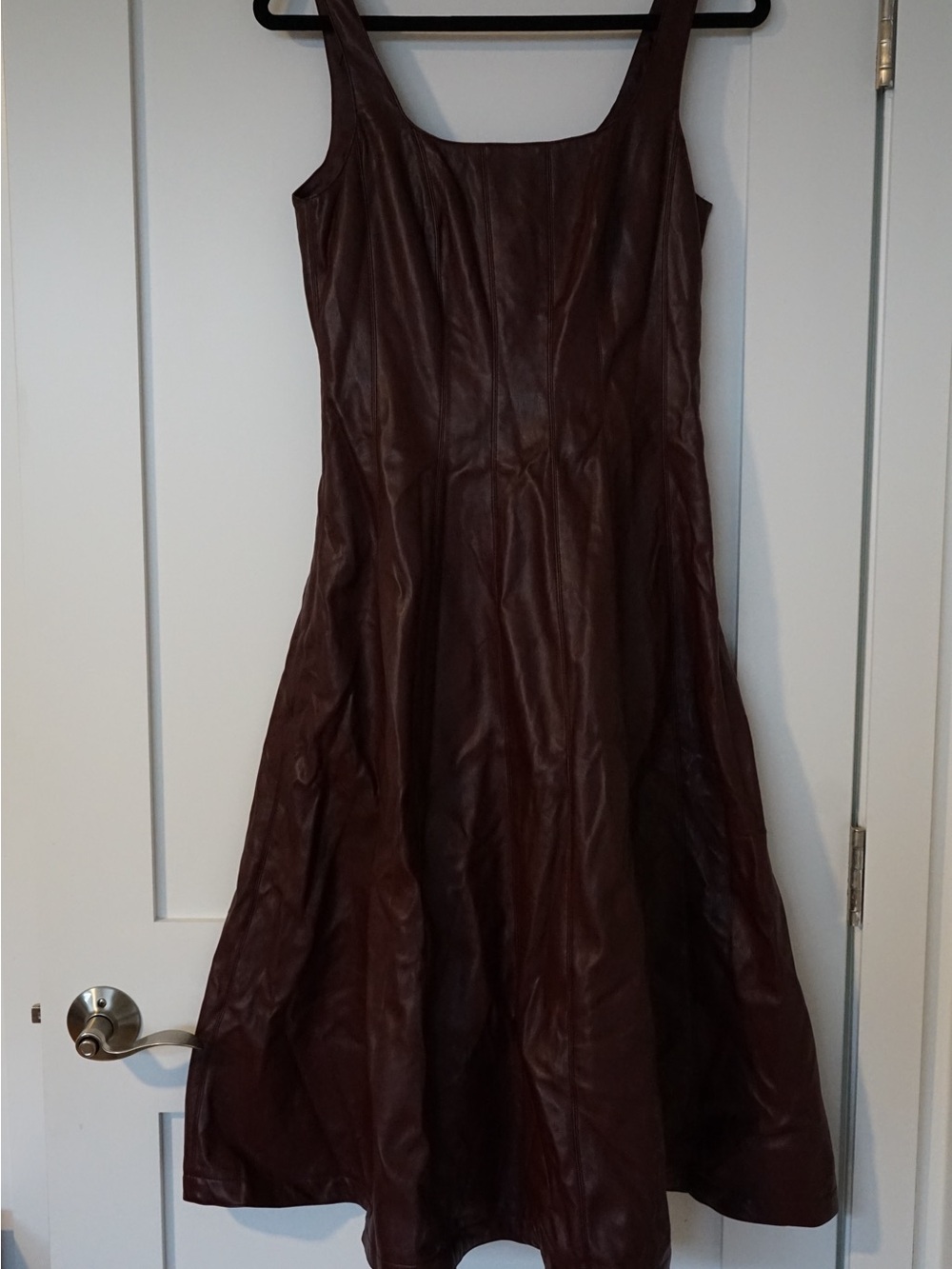 7 For All Mankind Brown Leather Midi Dress - Picture 7 of 7